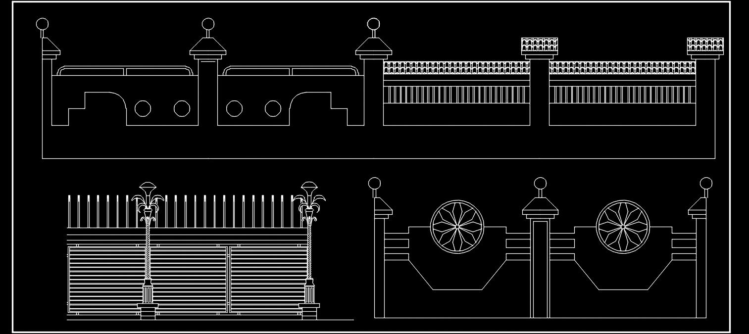 Boundary Wall Elevation Drawings- Free CAD Blocks